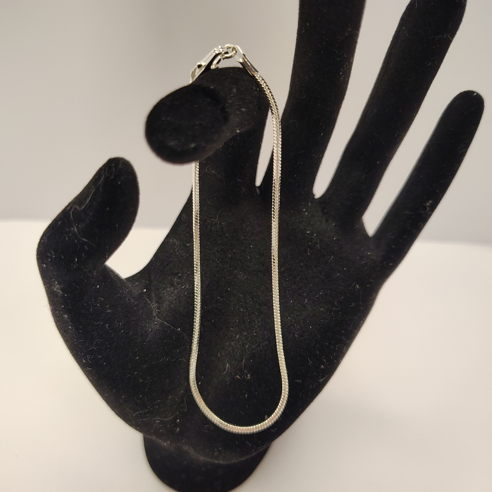 New 7.5  Sterling Silver Box Chain Bracelet  Silver